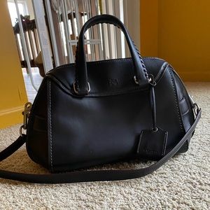 NWOT Authentic Coach Ace Satchel in Black/Burgundy stitch, Glovetan leather.